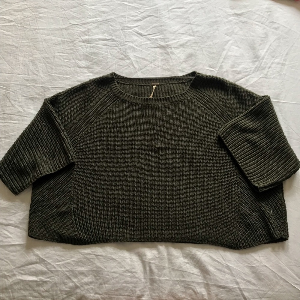 Free people dark green boxy cropped sweater